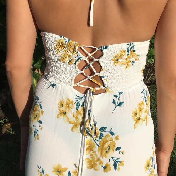 Forever 21 White Floral Pattern Pant Jumpsuit - Picture 2 of 6